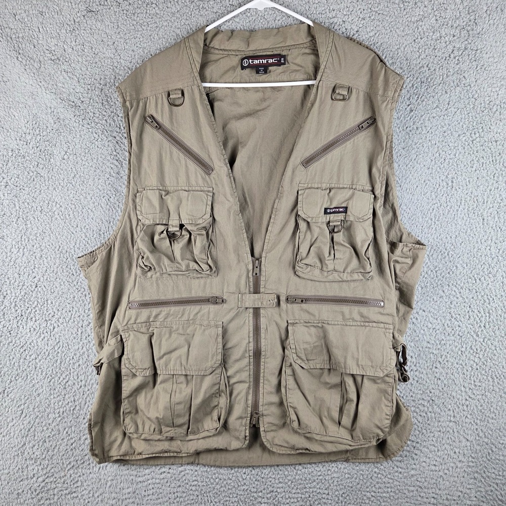 Tamrac Utility Vest‎ Mens XL Tan Khaki Photography Fishing Birding Vented
